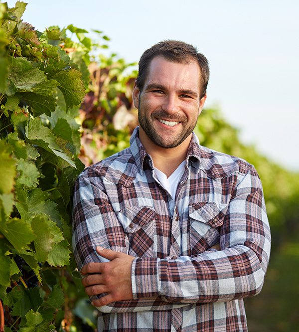 man in vineyard